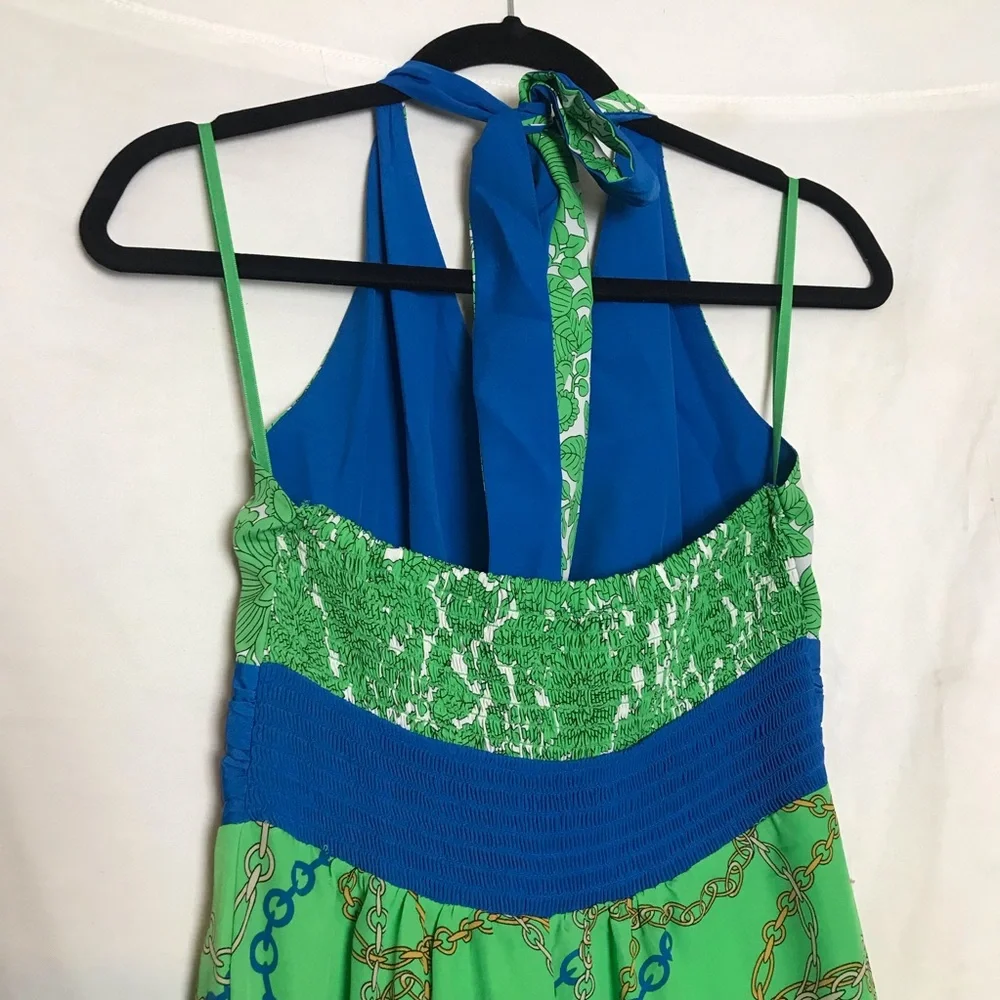 New York & Company Green Floral Chain Print Halter Sleeveless Maxi Dress Size XS - Picture 9 of 14
